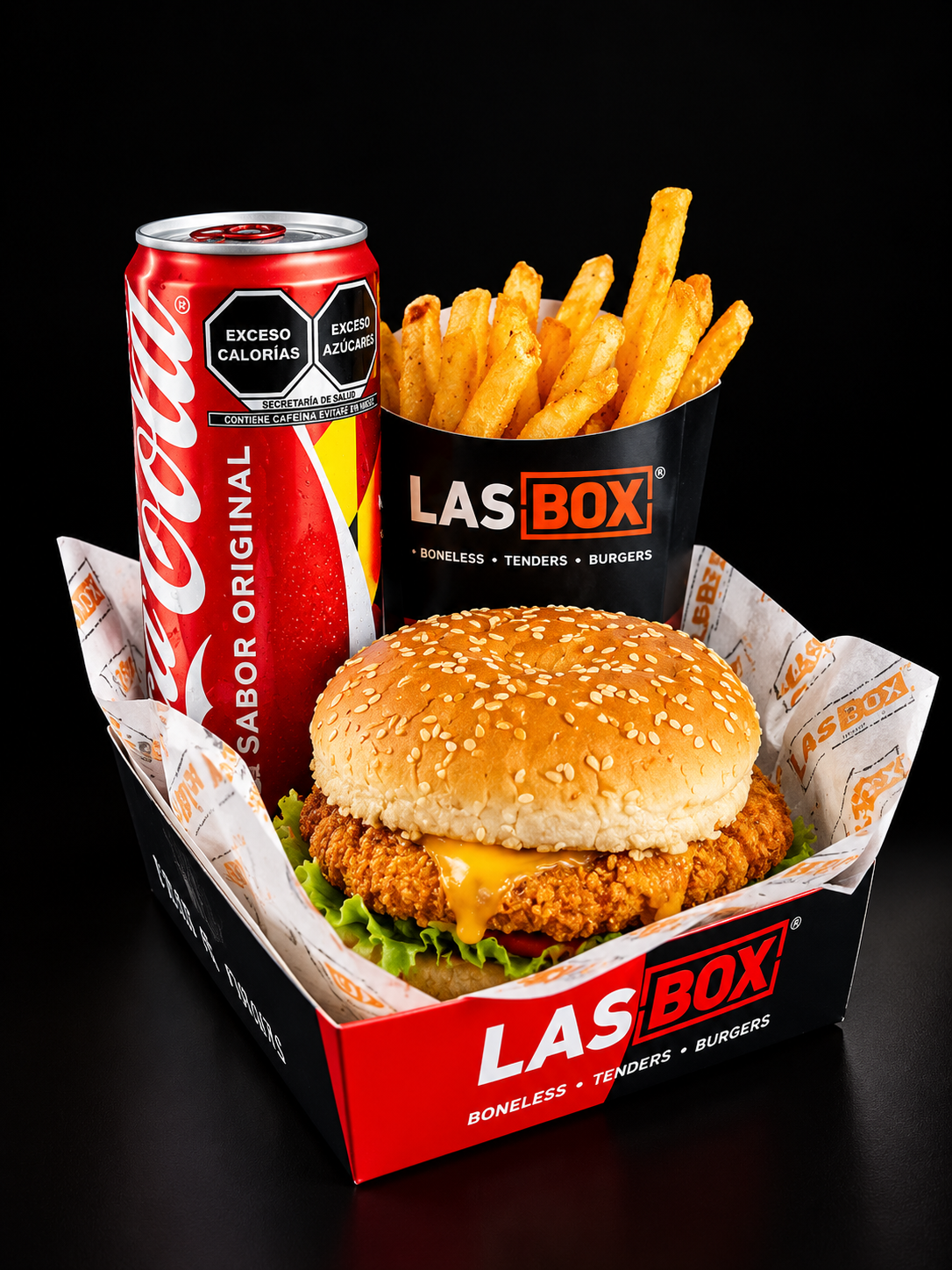 Combo Alas Box con chicken sandwich, papas a la francesa y refresco